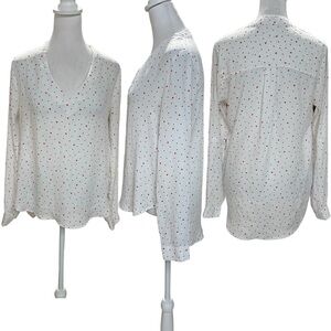 Active USA White with Red & Blue Triangles Long Sleeve or Button Up 3/4 Sleeve S